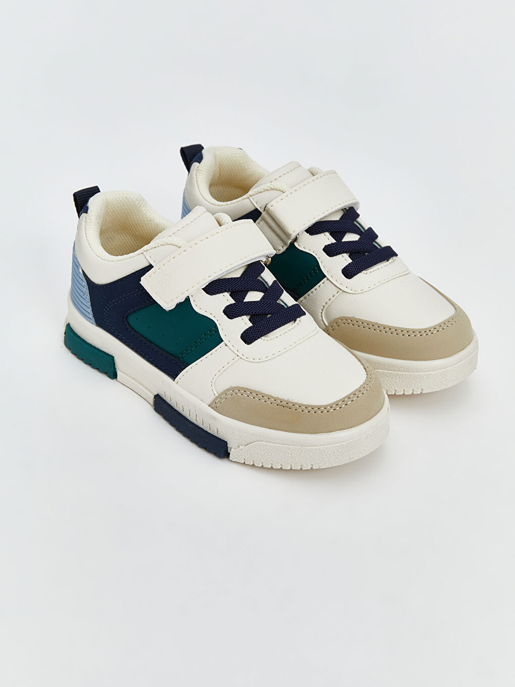 Ekru Renk Bloklu Erkek Çocuk Spor Ayakkabı