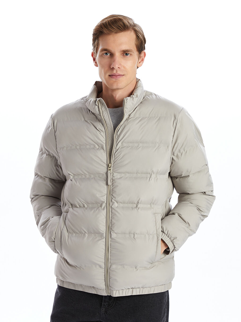 Manteau Bouffant pour Hommes Coupe Standard à Col Cheminée