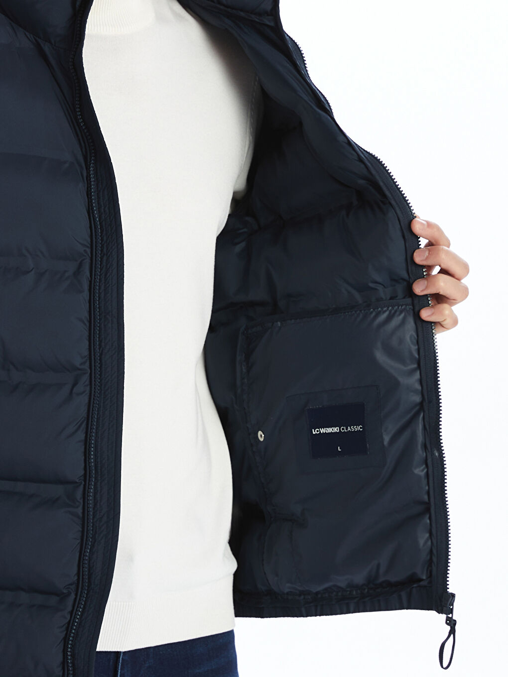 بالطو منتفخ بياقة قمع للرجال بمقاس عادي-3