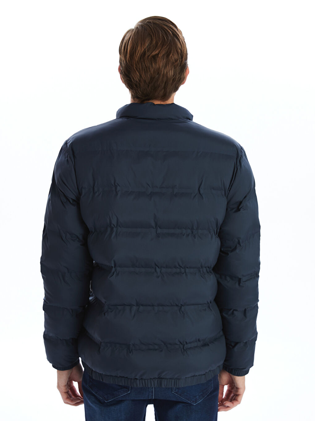 بالطو منتفخ بياقة قمع للرجال بمقاس عادي-4