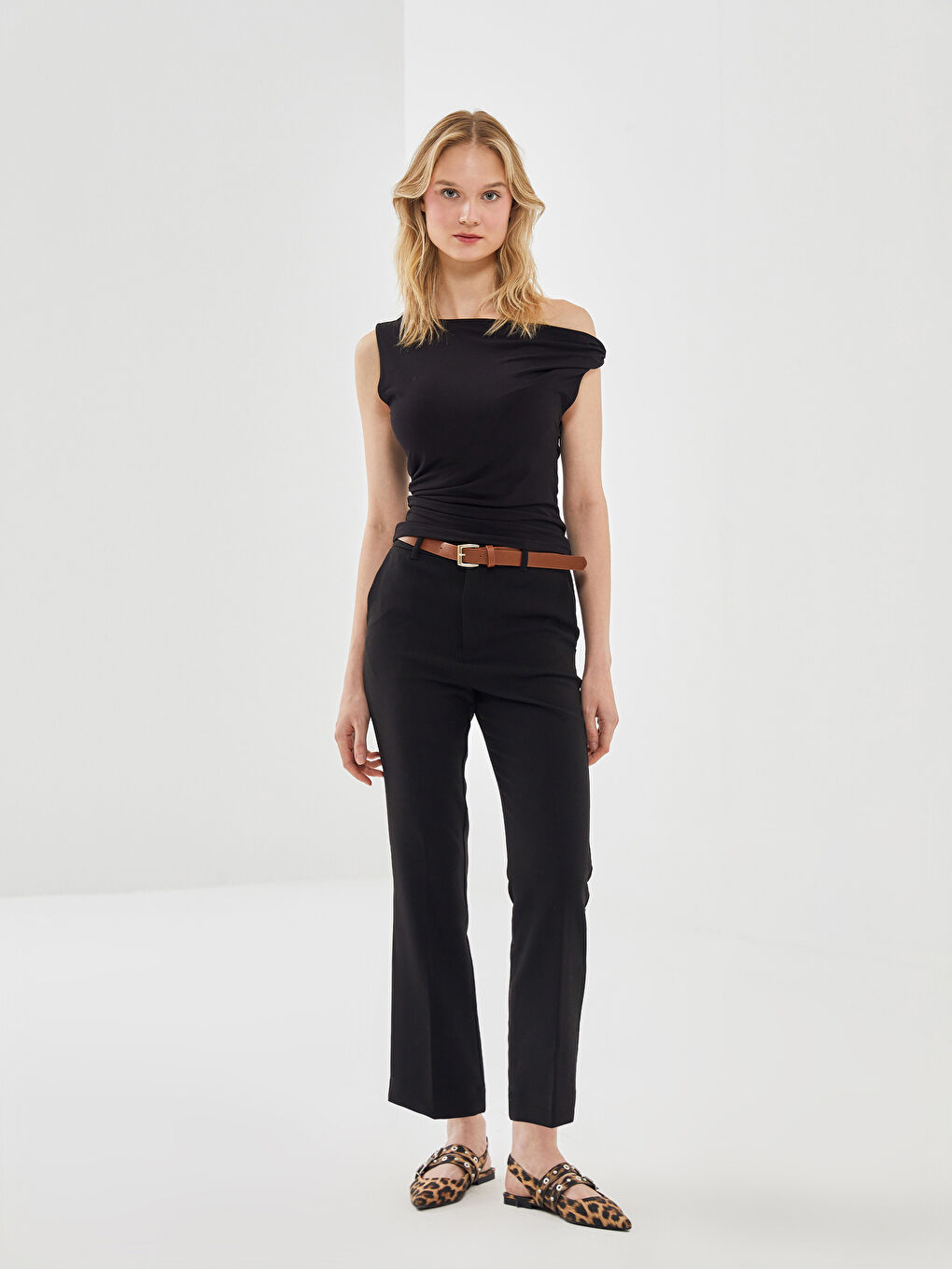 Belted Slim Fit Women's Trousers -S5BC51Z8-CVL