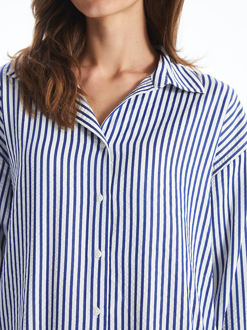 Striped Poplin Women's Shirt -S5BD71Z8-LEN