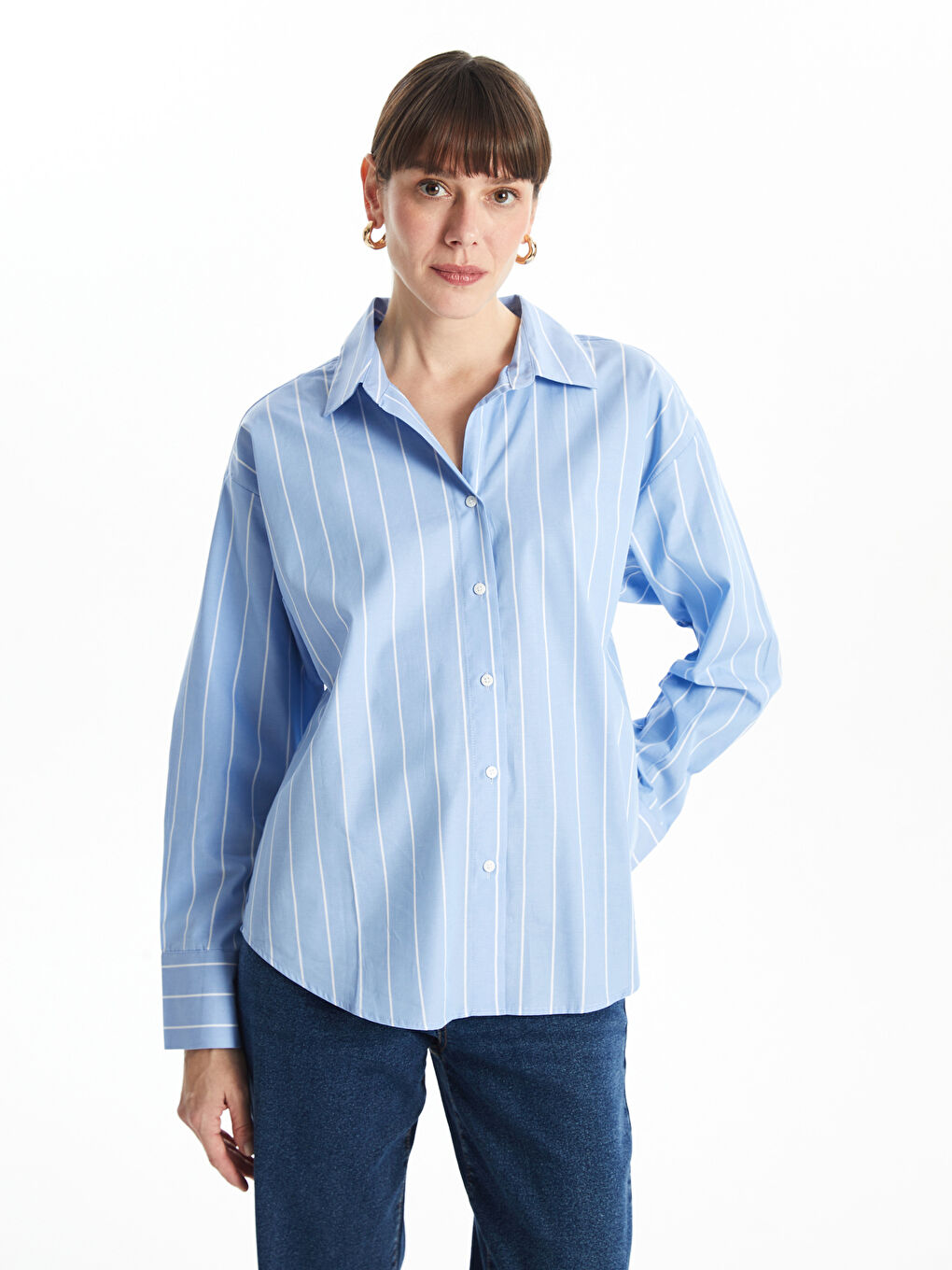 Regular Fit Poplin Women's Shirt -S5BD73Z8-LEN