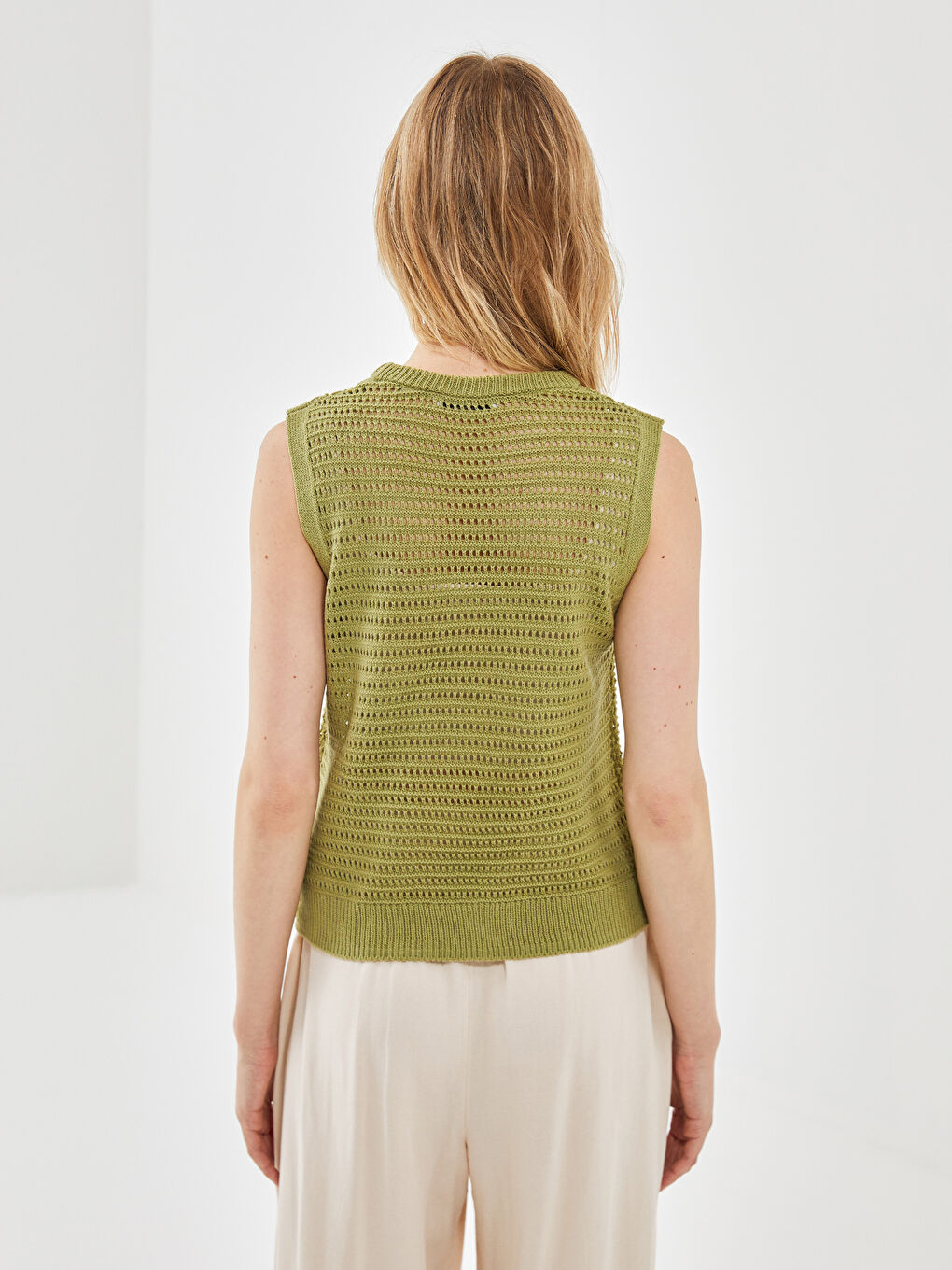 Crew Neck Hole-Knitted Women's Knitwear Sweater -S5BD82Z8-GFJ