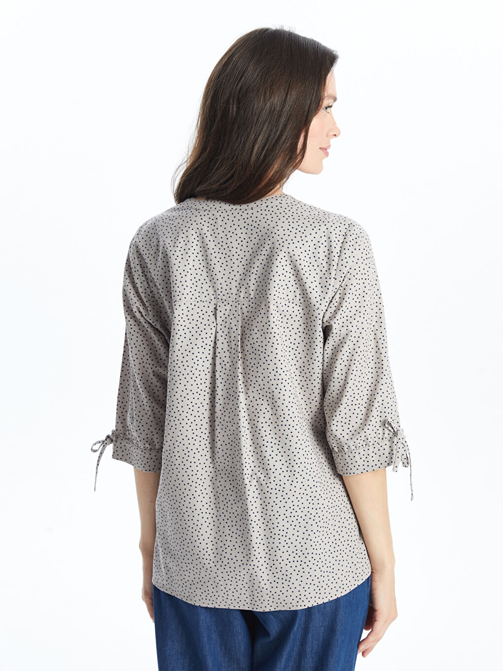Notch Neck Polka Dot Women's Shirt -S5BE20Z8-LQK