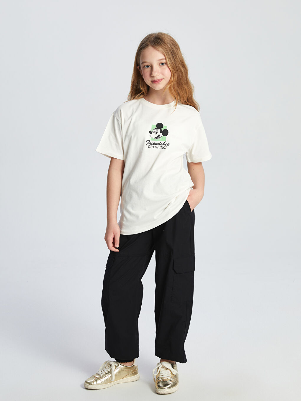 Crew Neck Mickey Mouse Print Girl’S T-Shirt -S5BE34Z4-FDH
