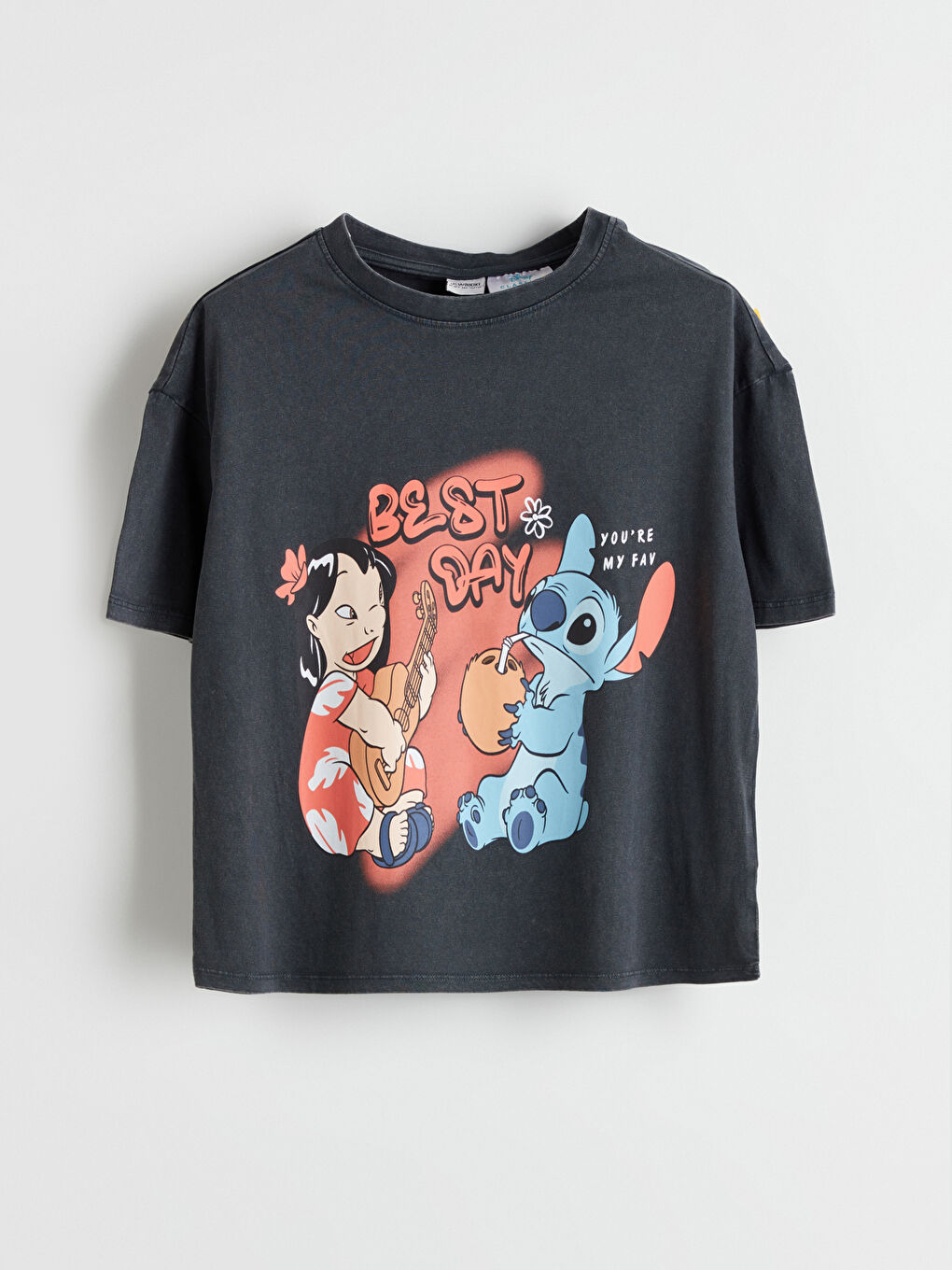Crew Neck Lilo and Stitch Printed Girls' T-Shirt -S5BE50Z4-502