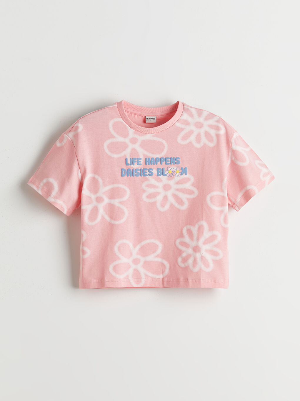 Crew Neck Floral Girls' Crop T-Shirt -S5BE56Z4-LT4