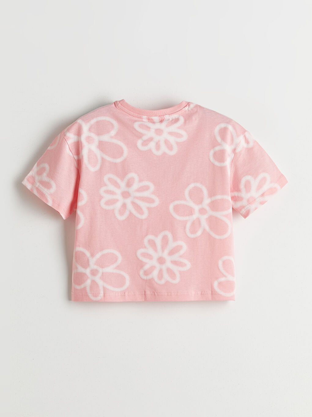 Crew Neck Floral Girls' Crop T-Shirt -S5BE56Z4-LT4
