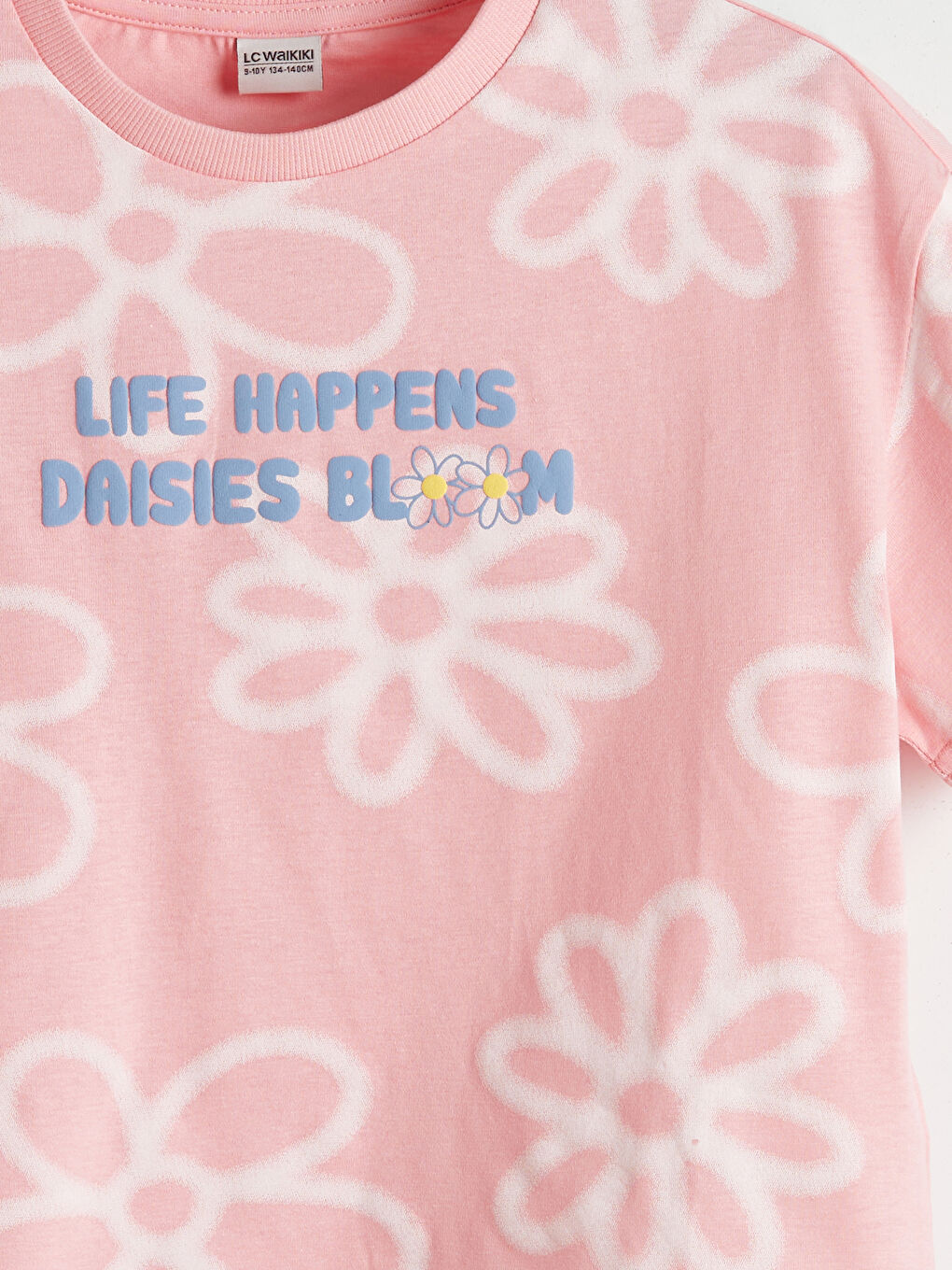 Crew Neck Floral Girls' Crop T-Shirt -S5BE56Z4-LT4