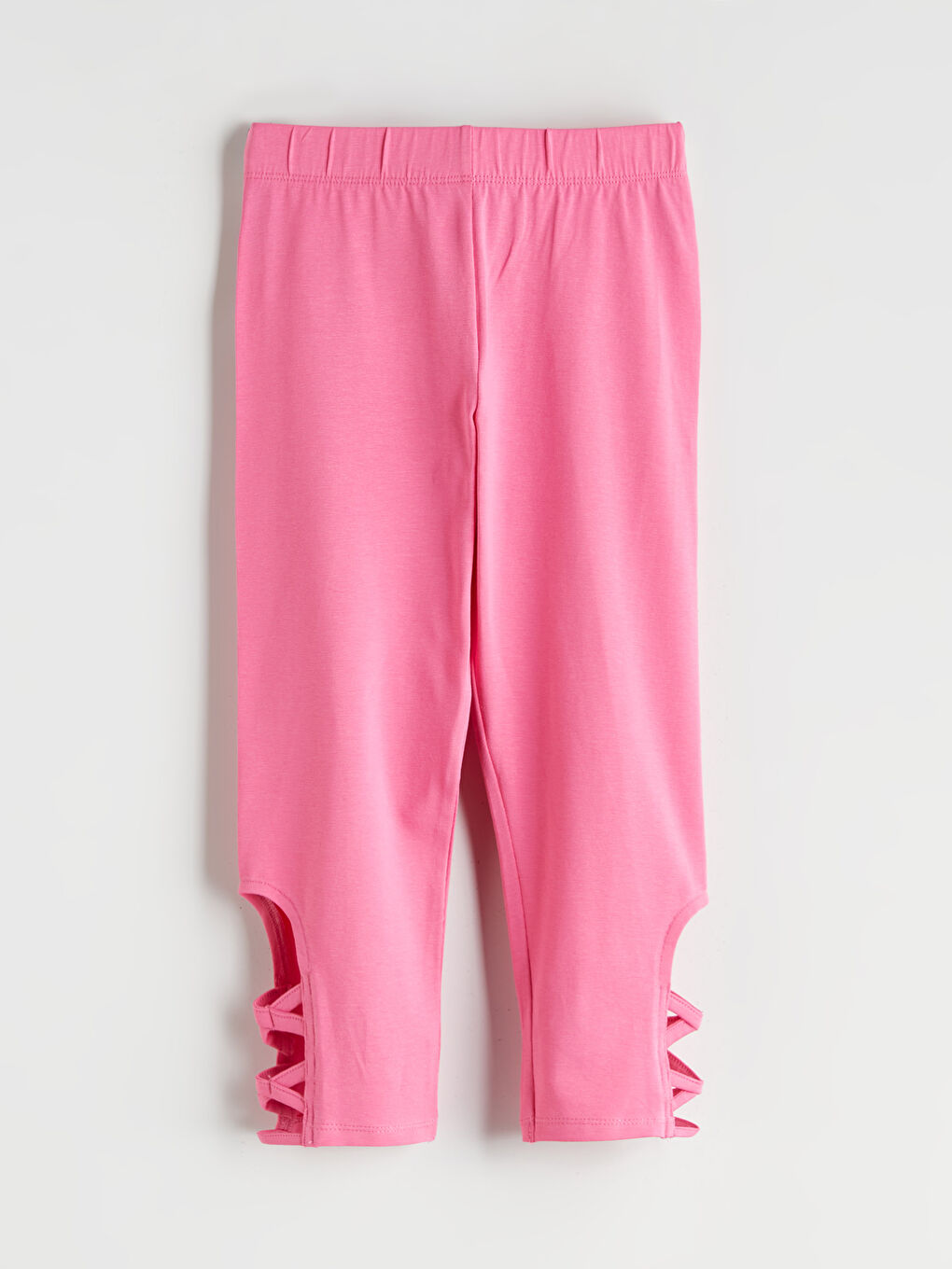 Pembe Beli Lastikli 3/4 Boy Kız Çocuk Tayt