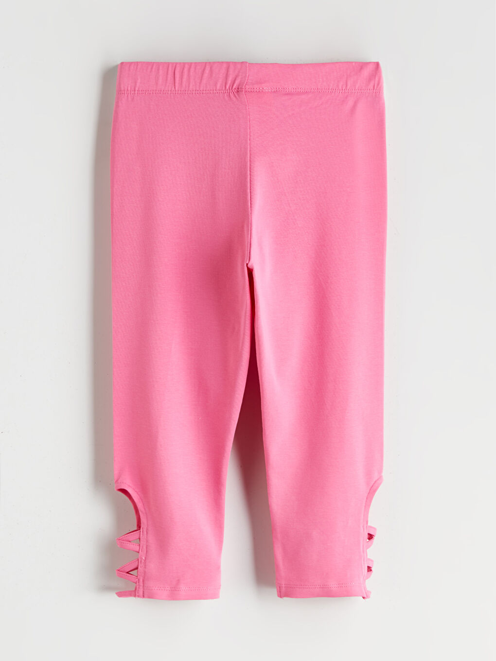 Pembe Beli Lastikli 3/4 Boy Kız Çocuk Tayt-1