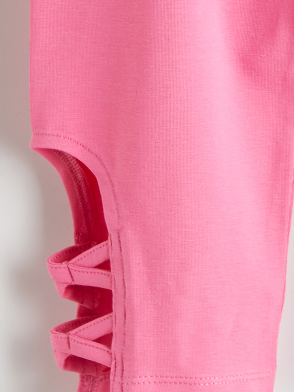 Pembe Beli Lastikli 3/4 Boy Kız Çocuk Tayt-2