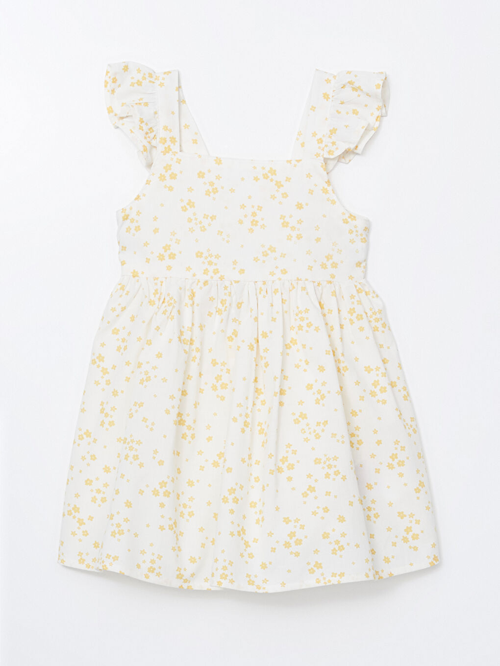 Robe en Popeline à Col Carré et Motif Floral pour Filles