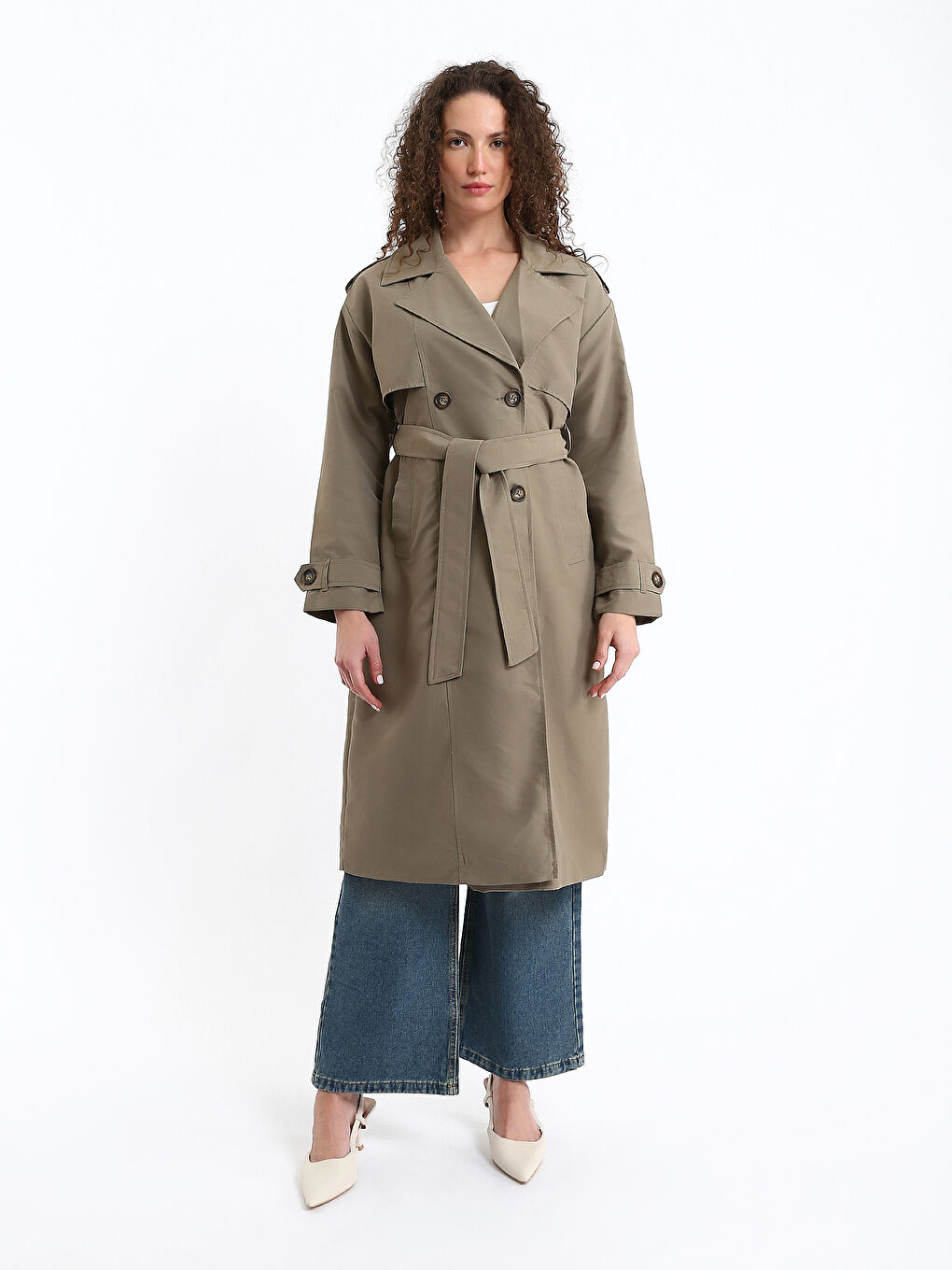 Trench-coat Oversize à Col de Veste pour Femmes