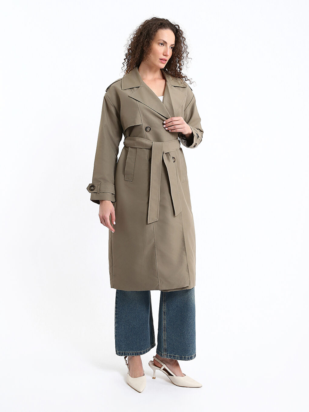 Trench-coat Oversize à Col de Veste pour Femmes-1