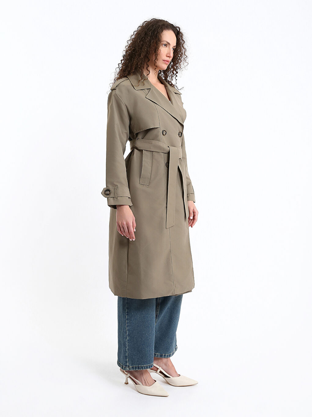 Trench-coat Oversize à Col de Veste pour Femmes-3