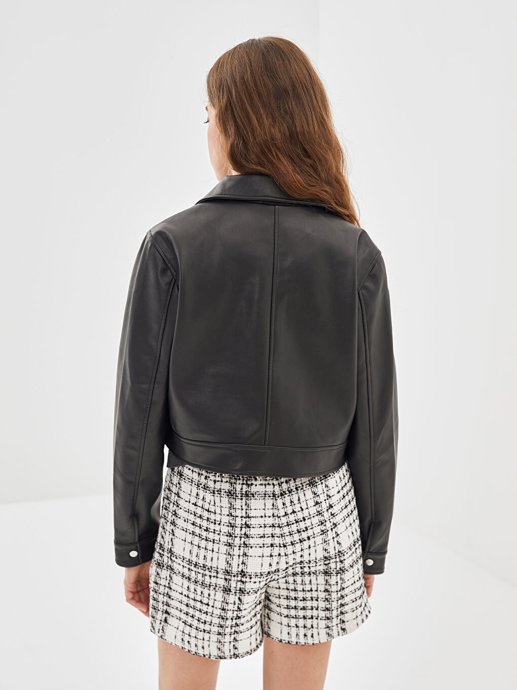 Collared Neck Women's Faux Leather Jacket -S5BF19Z8-CVL