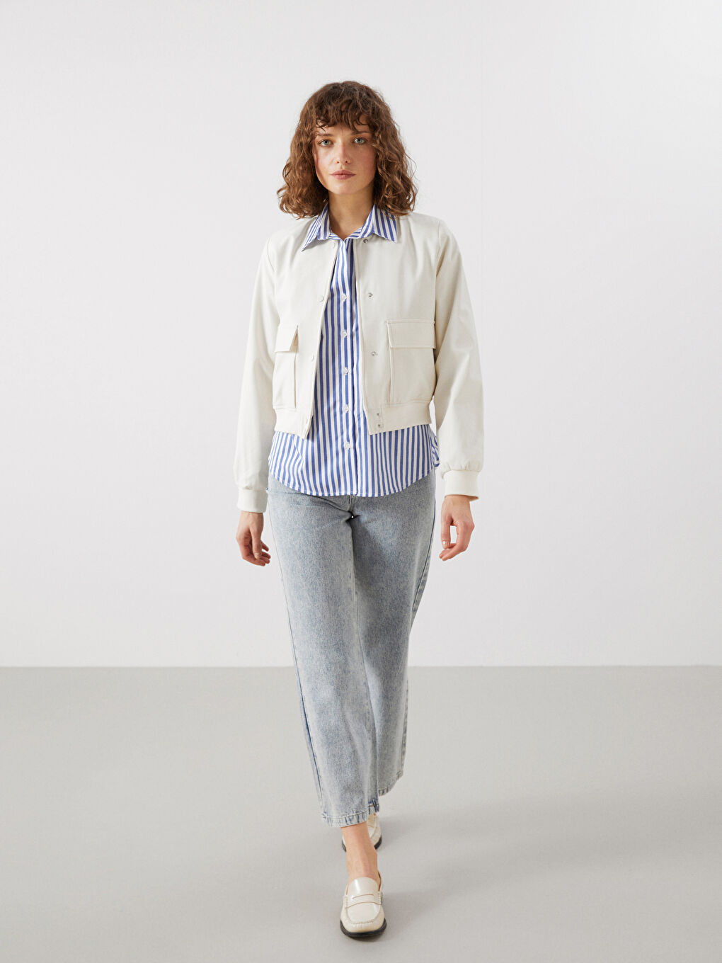 College Collar Crop Women's Jacket -S5BF22Z8-VZD