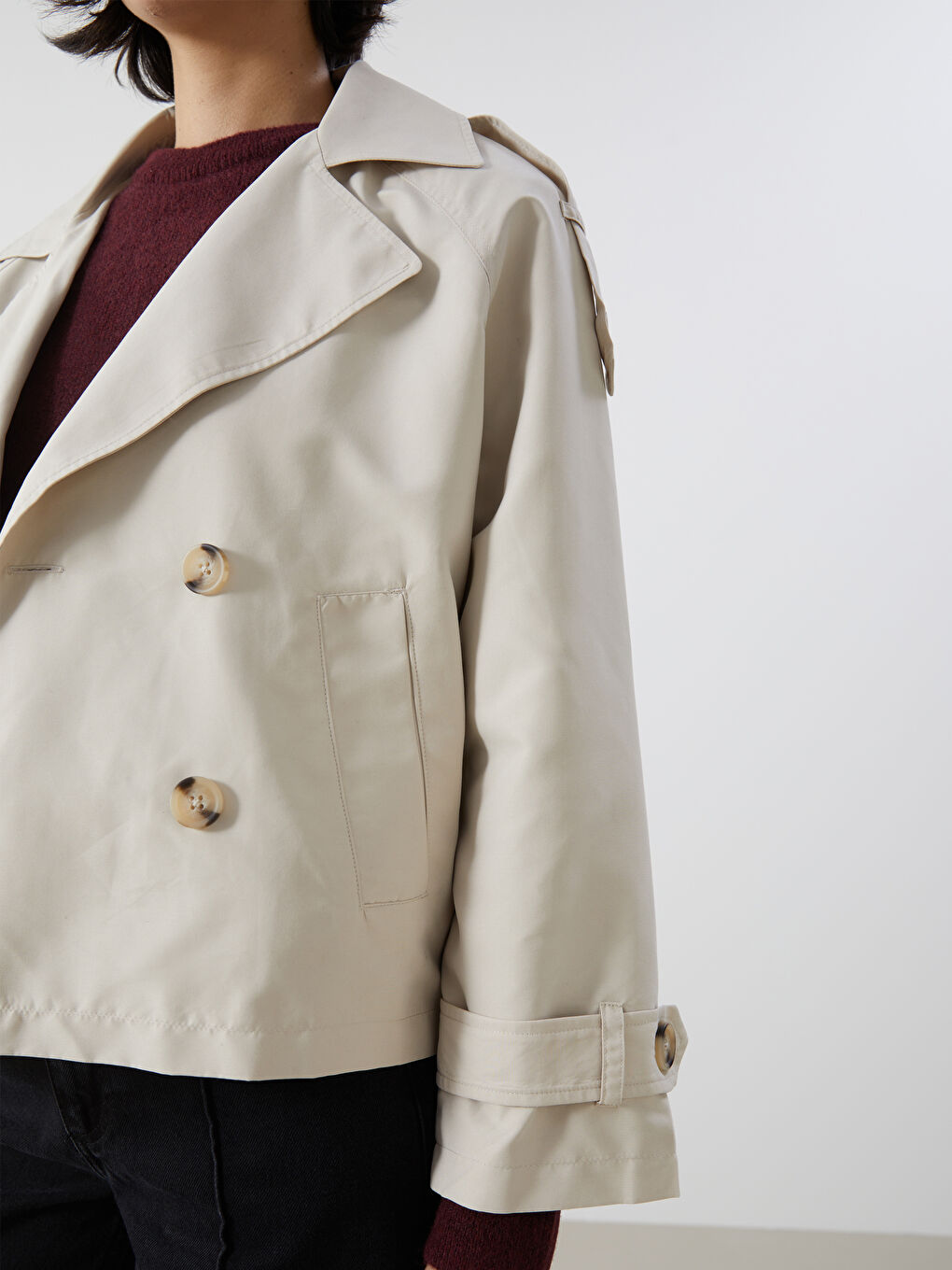 Jacket Collar Oversize Women's Trench Coat -S5BF23Z8-VZD