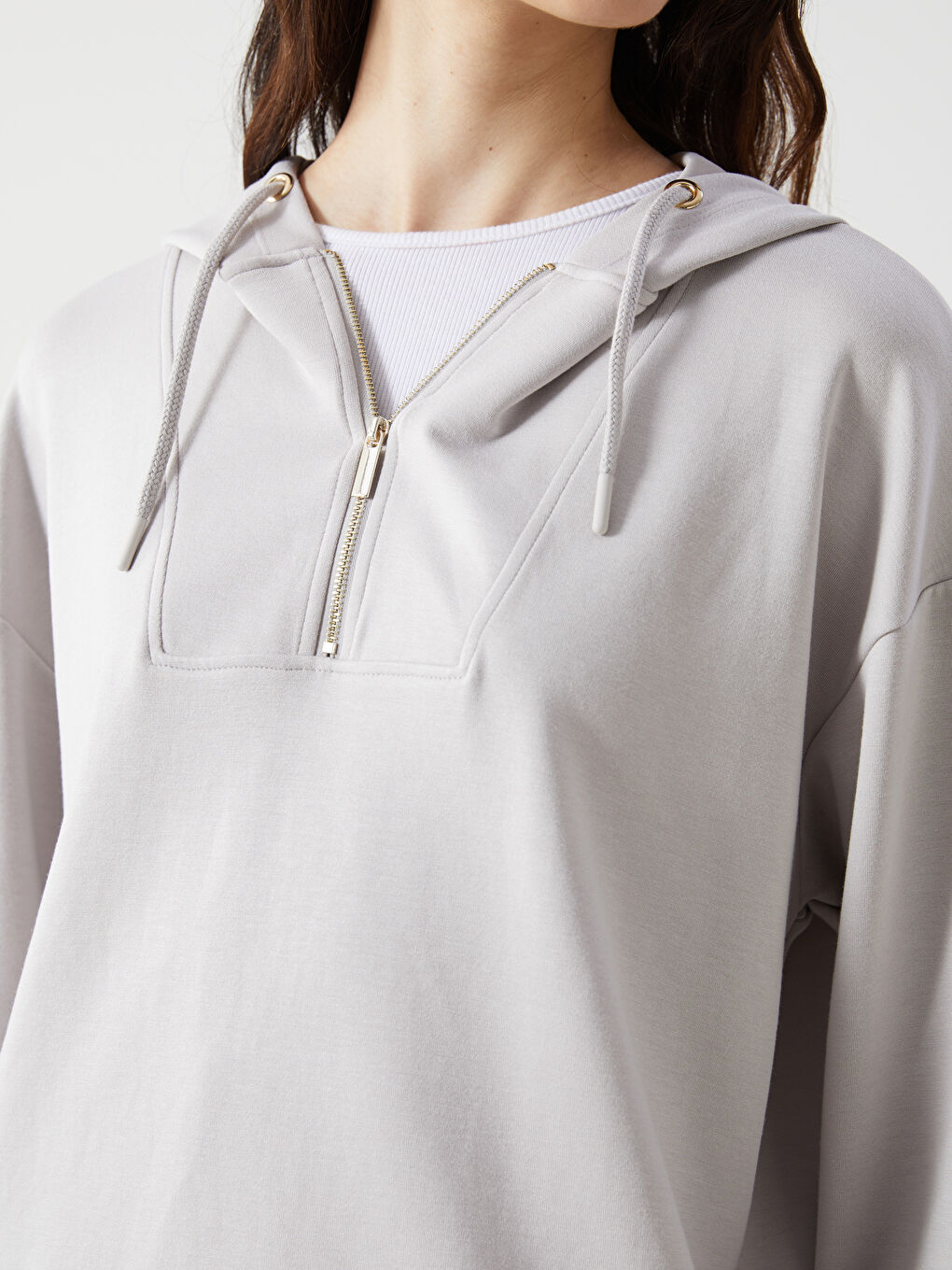LCW Vision Gri Loose Fit Kadın Hoodie - 2