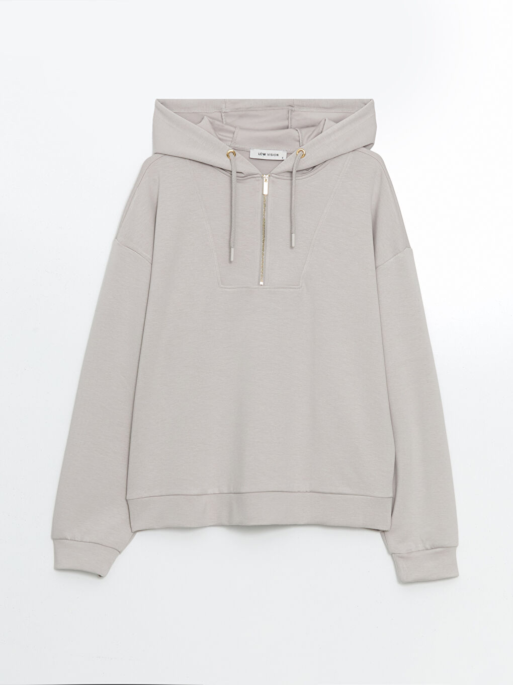 LCW Vision Gri Loose Fit Kadın Hoodie - 4