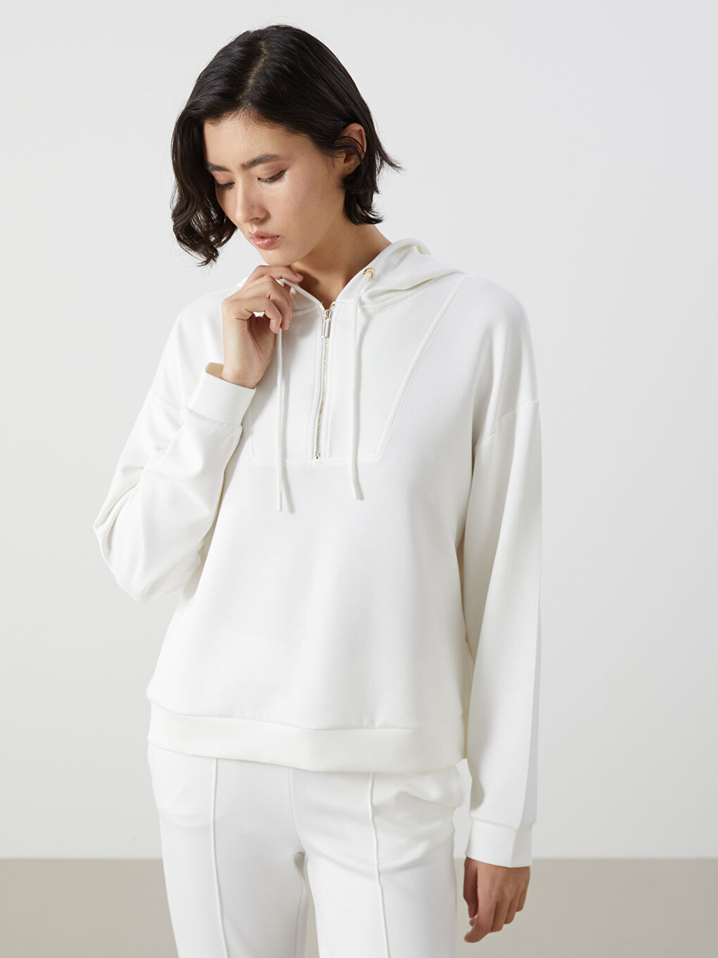 LCW Vision Ekru Loose Fit Kadın Hoodie