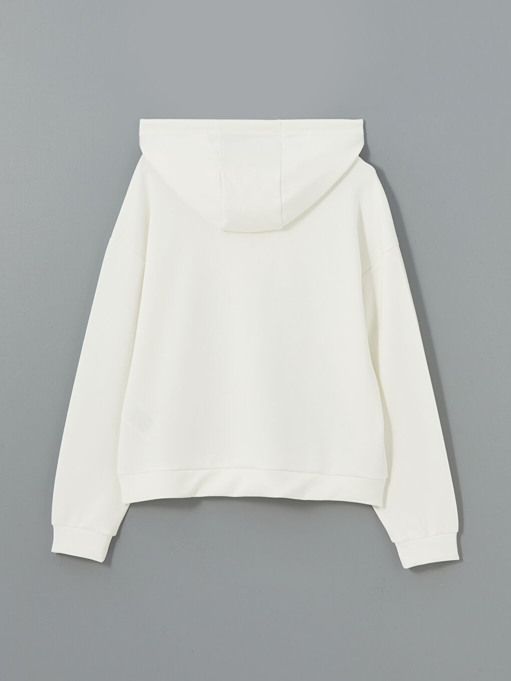 Ekru Loose Fit Kadın Hoodie-5