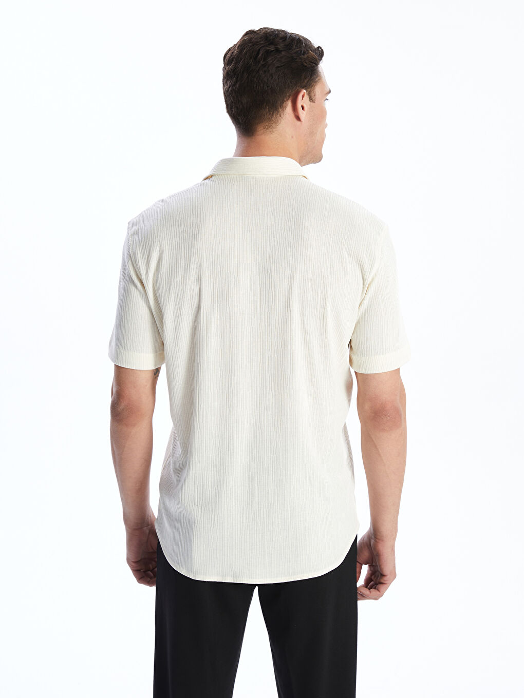 LCW Vision Regular Fit Short Sleeve Men's Textured Shirt -S5BF43Z8-RQH