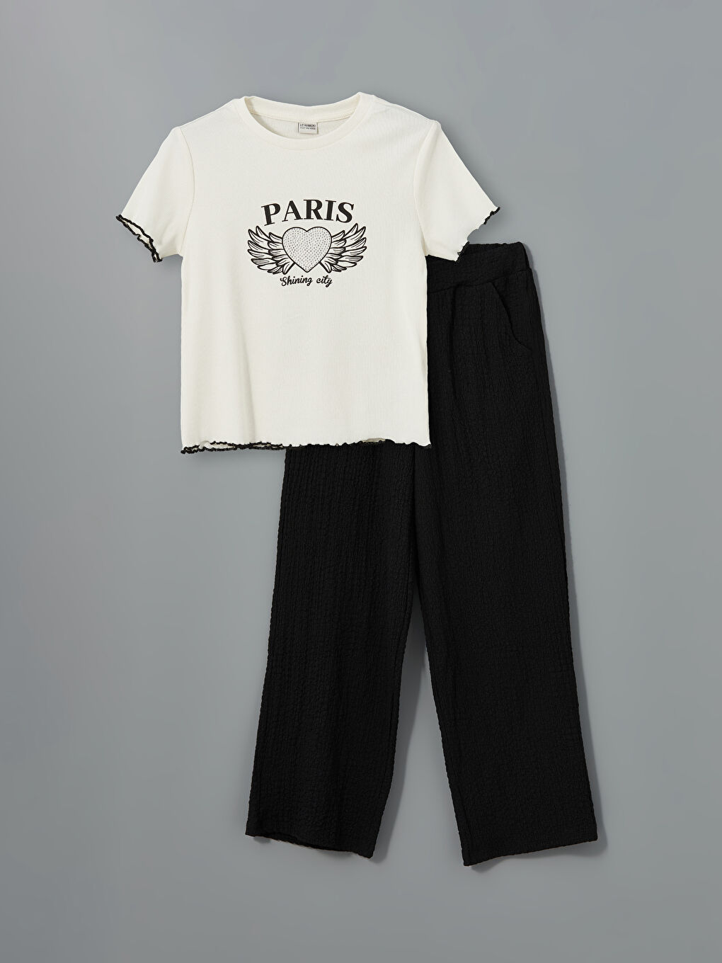Paris Printed Girls' T-Shirt and Sweatpants 2 Pack Set -S5BF96Z4-FDH