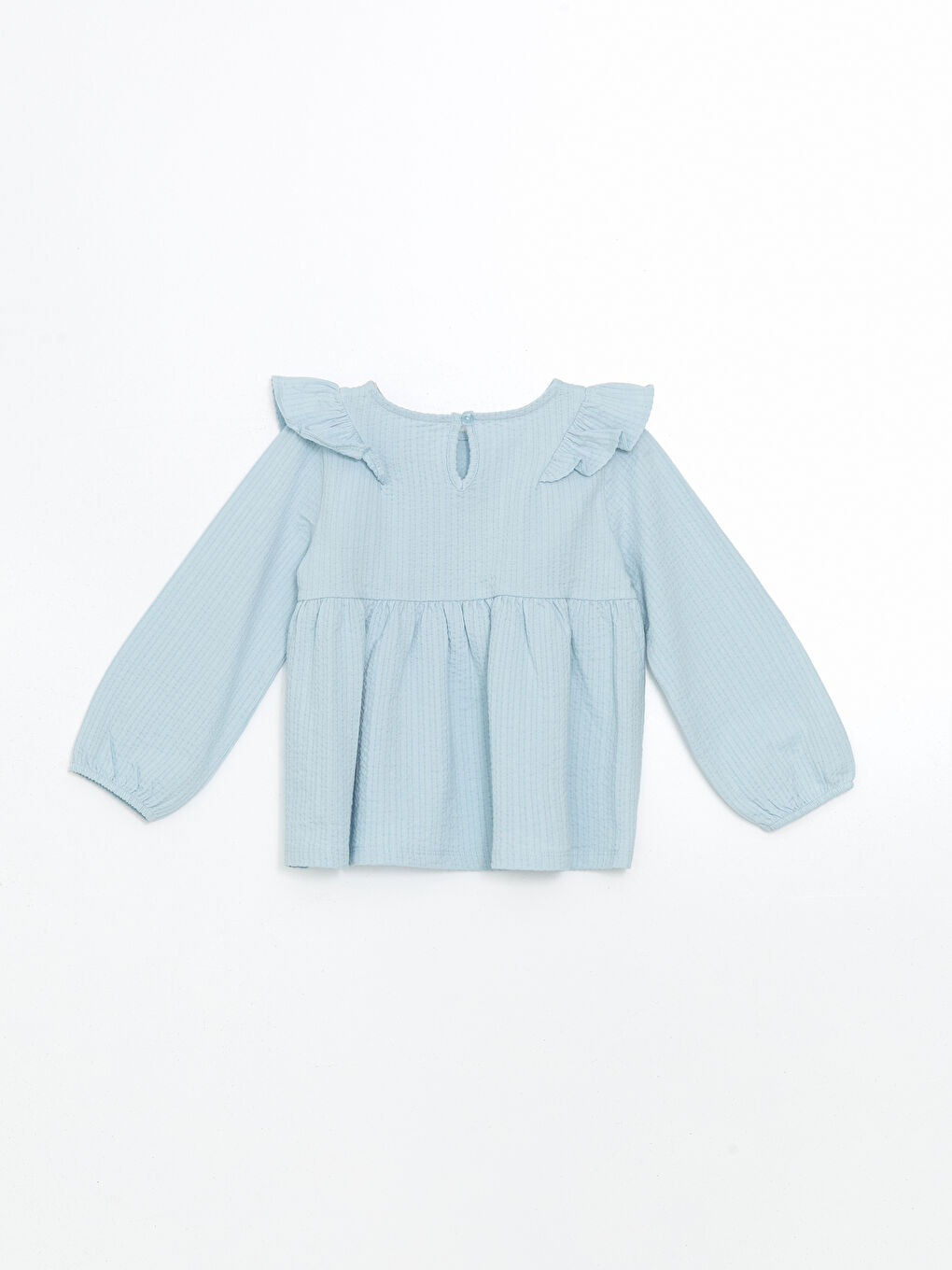 LCW Kids Mavi Fırfırlı Nakışlı Kız Çocuk Bluz - 1