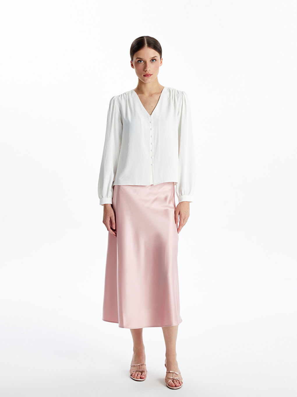 LCW Vision Standard Fit Plain Satin Women's Skirt -S5BG71Z8-G3G
