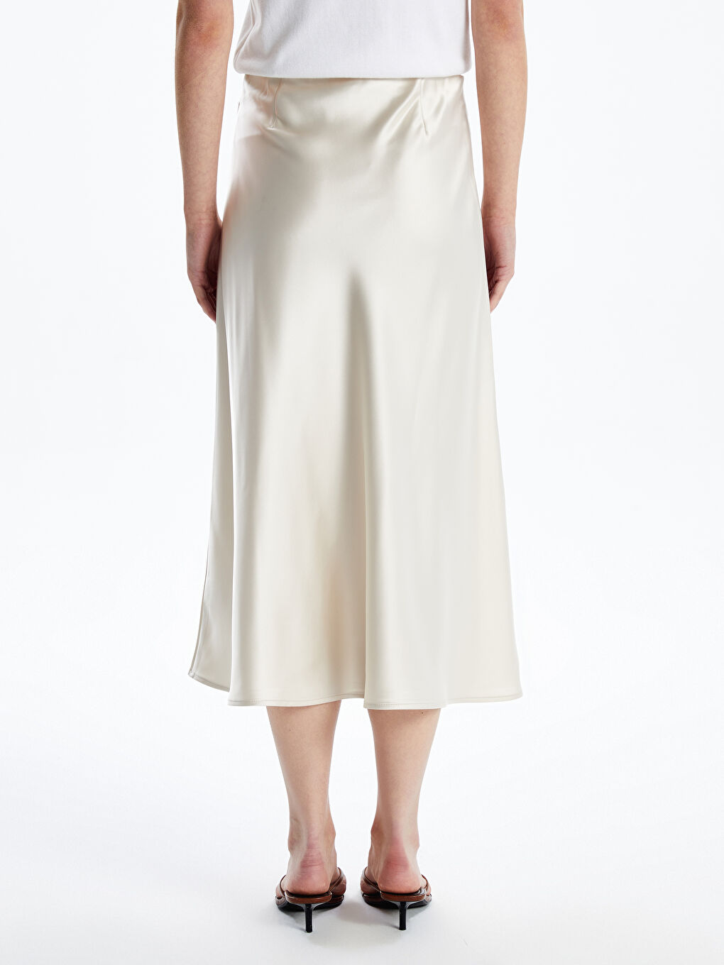 Standard Fit Plain Satin Women's Skirt -S5BG73Z8-FWM