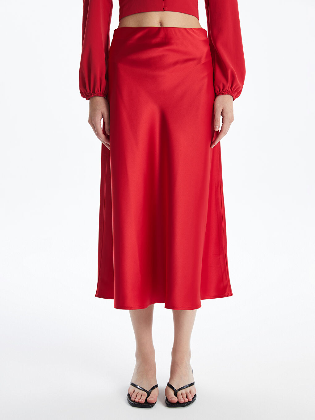 Standard Fit Plain Satin Women's Skirt -S5BG74Z8-KYV