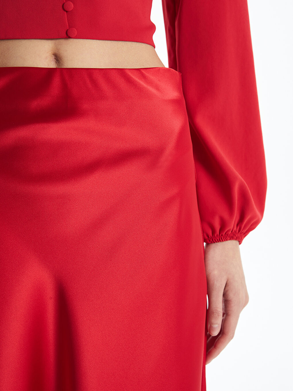 Standard Fit Plain Satin Women's Skirt -S5BG74Z8-KYV