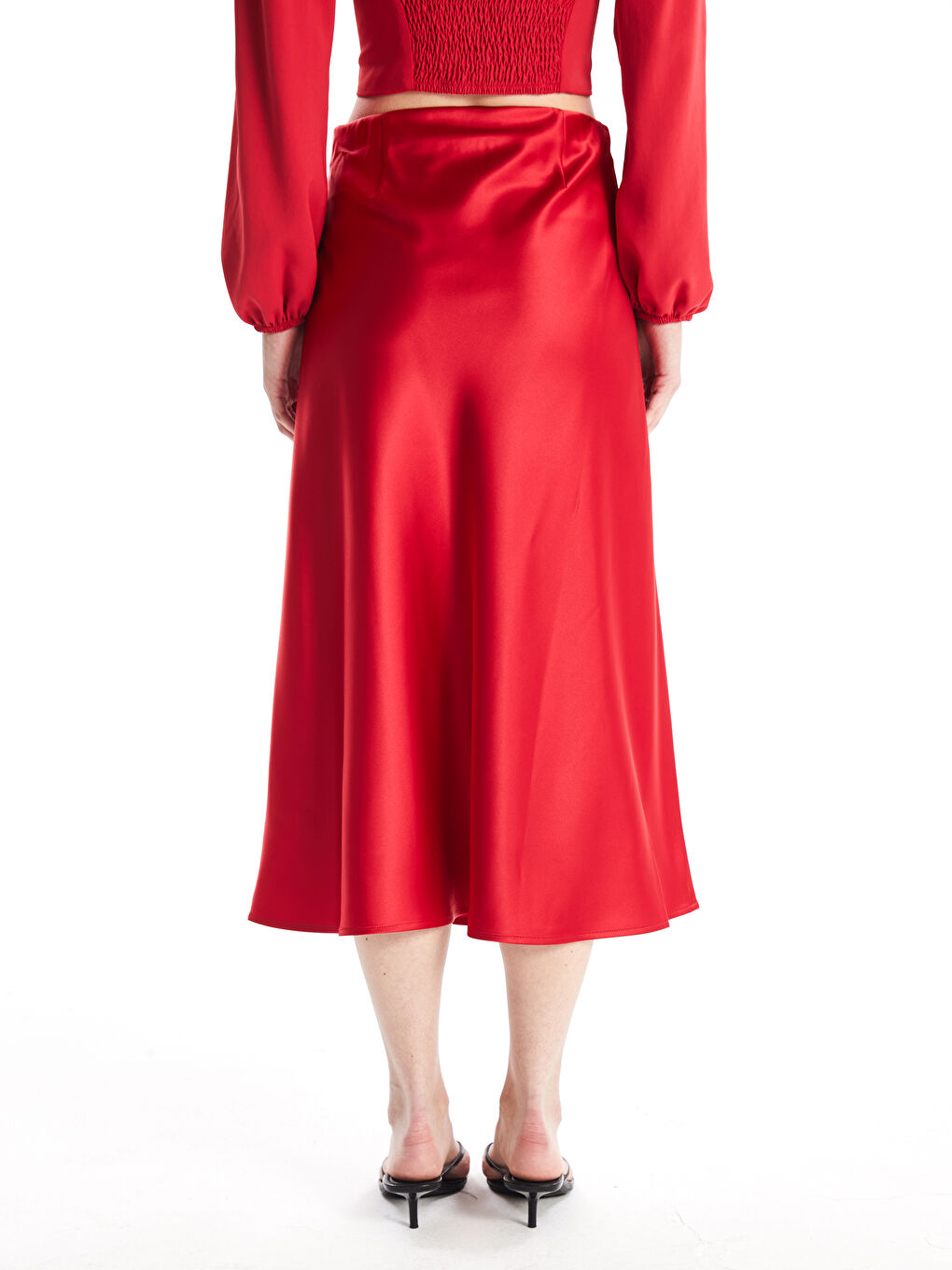 Standard Fit Plain Satin Women's Skirt -S5BG74Z8-KYV
