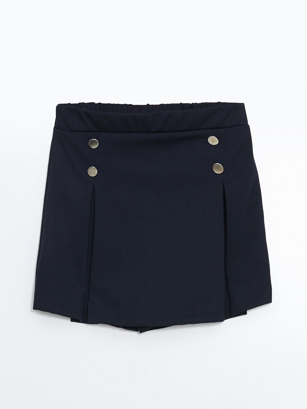 Lacivert Beli Lastikli Pileli Kız Çocuk Şort Etek