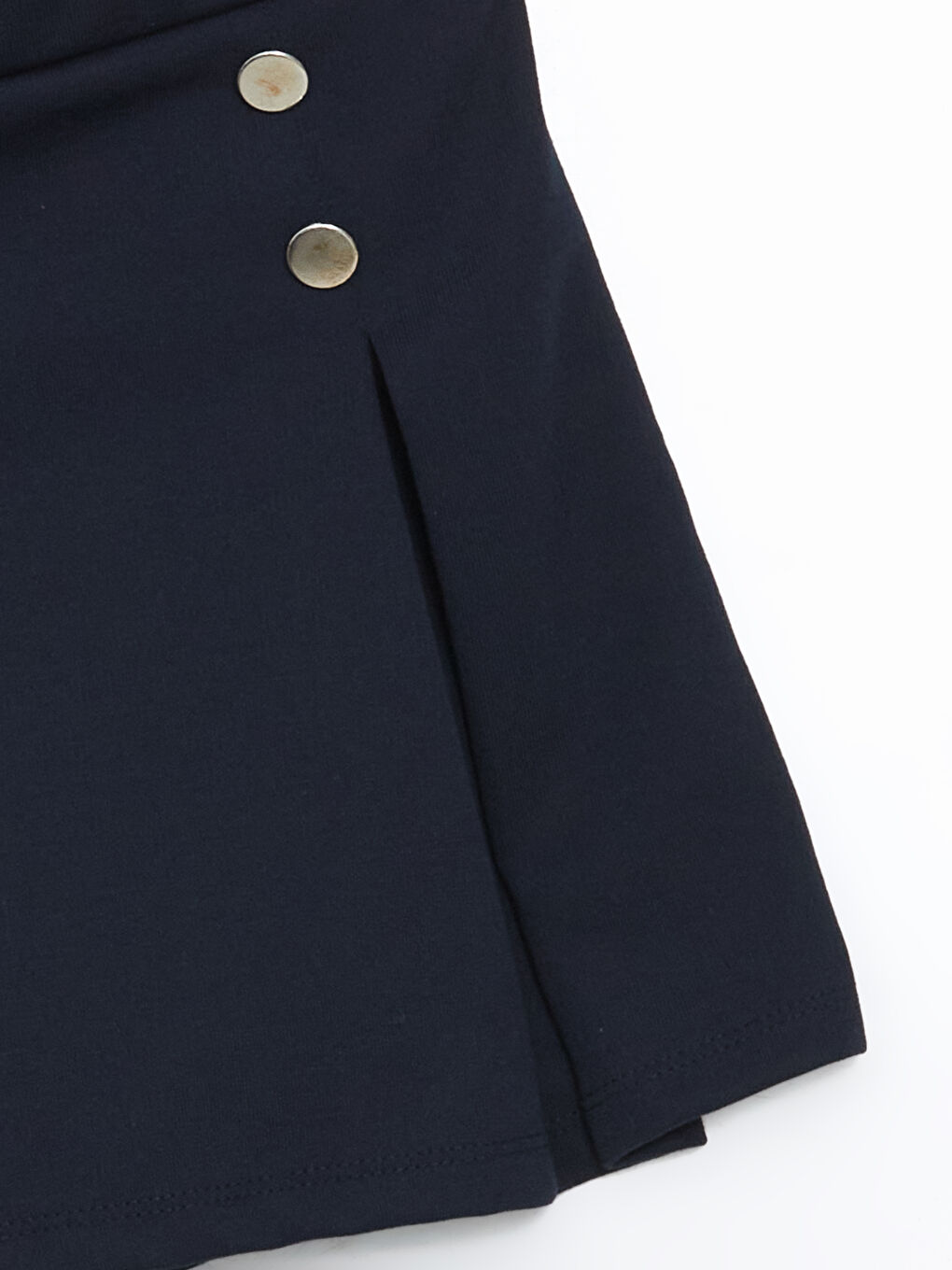 Lacivert Beli Lastikli Pileli Kız Çocuk Şort Etek-1