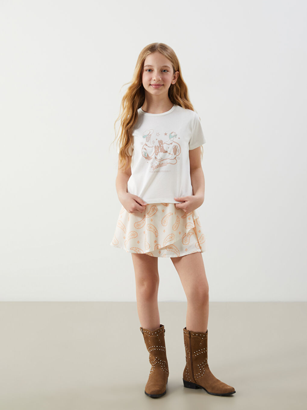 Elastic Waist Girl Short Skirt -S5BG89Z4-LQB