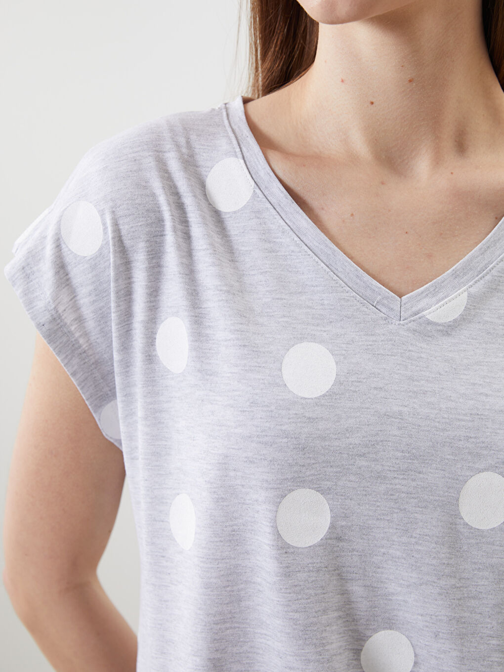 V-Neck Polka Dot Women’S Pajama Top -S5BG93Z8-998