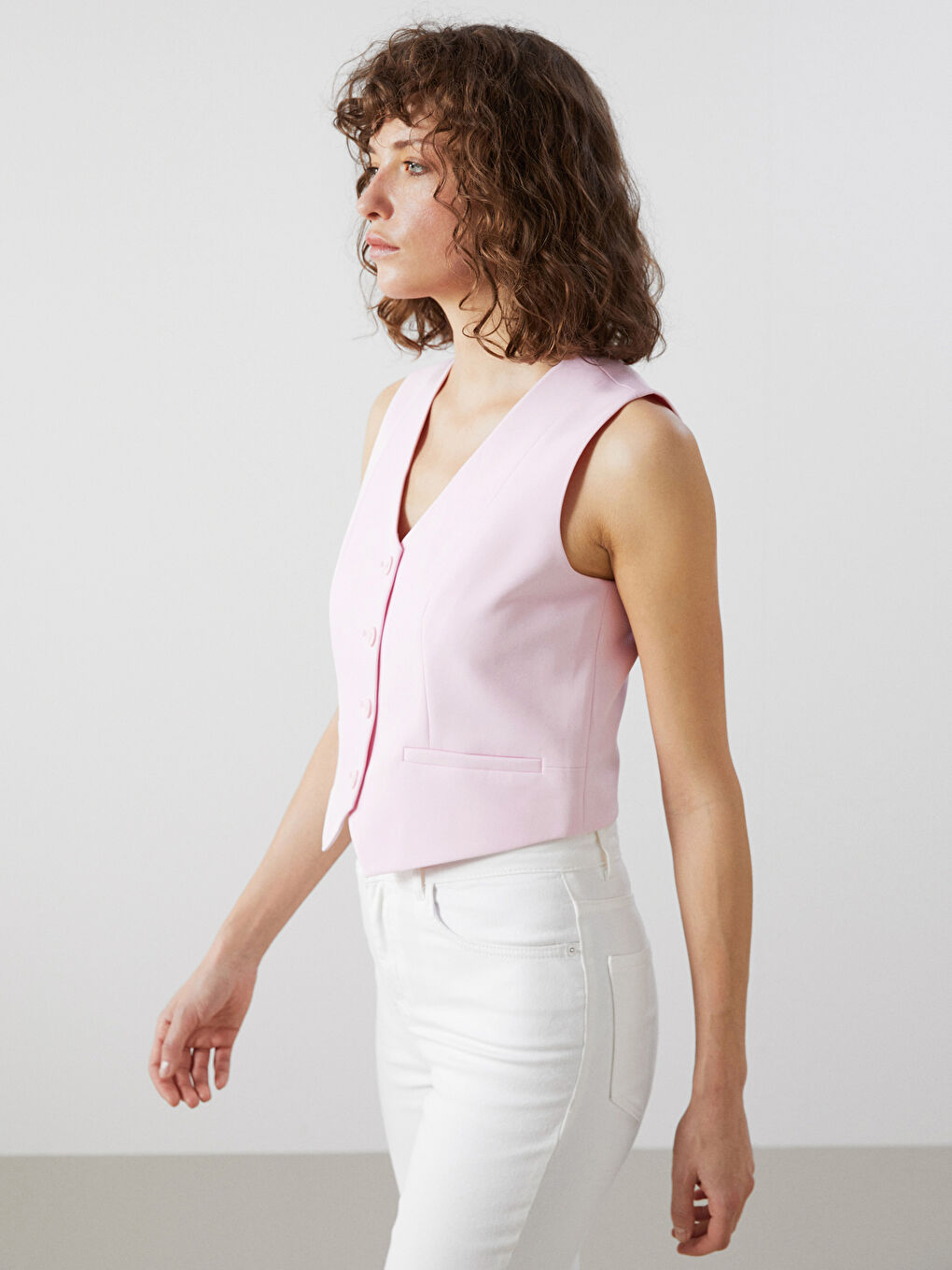 V Neck Women's Classic Waistcoat -S5BG95Z8-DMQ