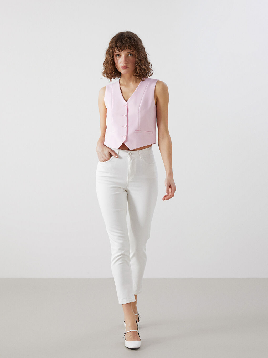 V Neck Women's Classic Waistcoat -S5BG95Z8-DMQ