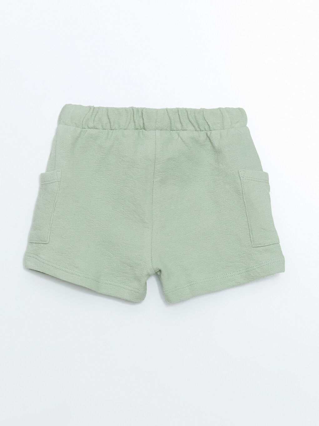 Yeşil Beli Lastikli Pamuklu Cepli Erkek Bebek Şort-1