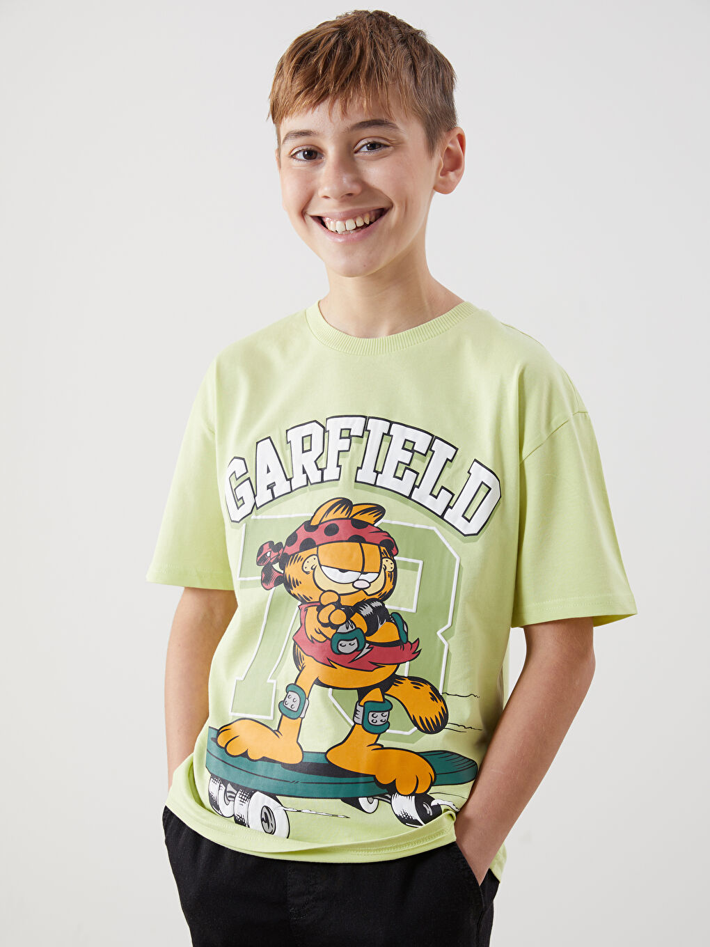 Crew Neck Garfield Printed Boys' T-shirt -S5BI41Z4-FV0