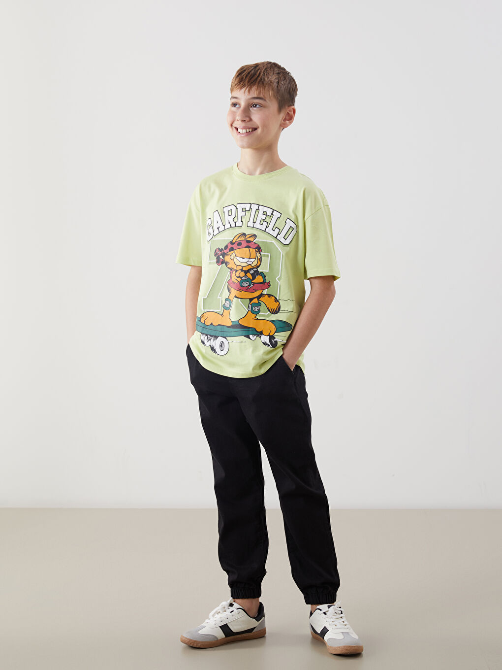 Crew Neck Garfield Printed Boys' T-shirt -S5BI41Z4-FV0