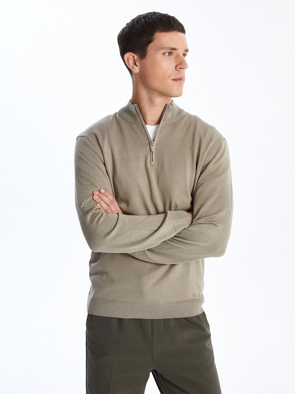 Pull-over à col roulé et manches longues pour hommes en tricot