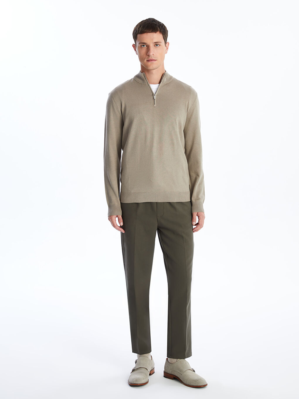 Pull-over à col roulé et manches longues pour hommes en tricot-1