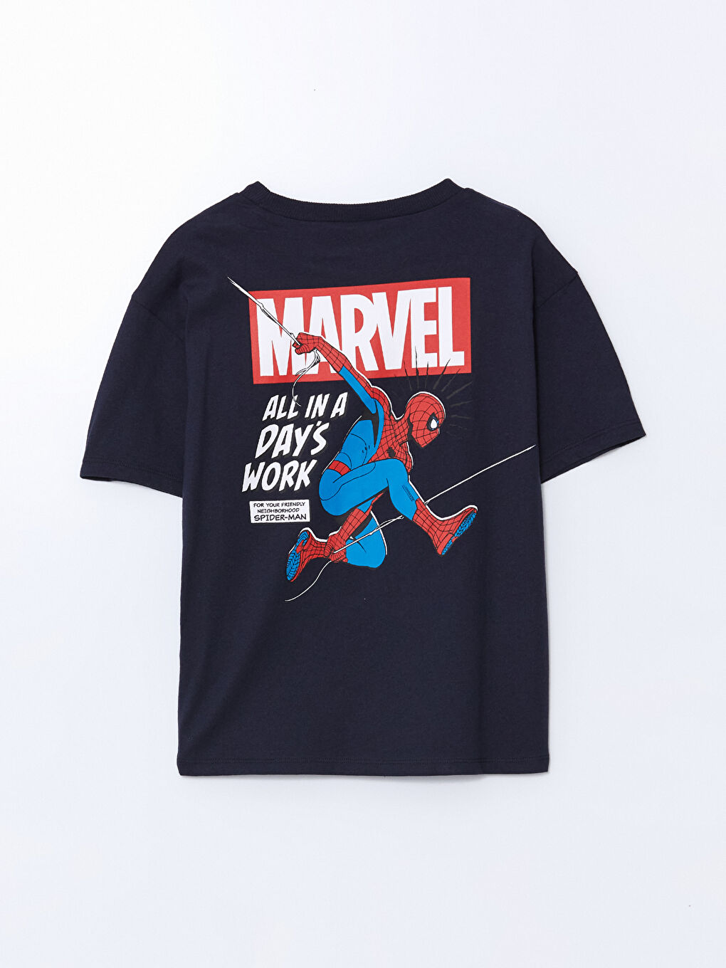 Lacivert Bisiklet Yaka Spider-Man Baskılı  Erkek Çocuk Tişört