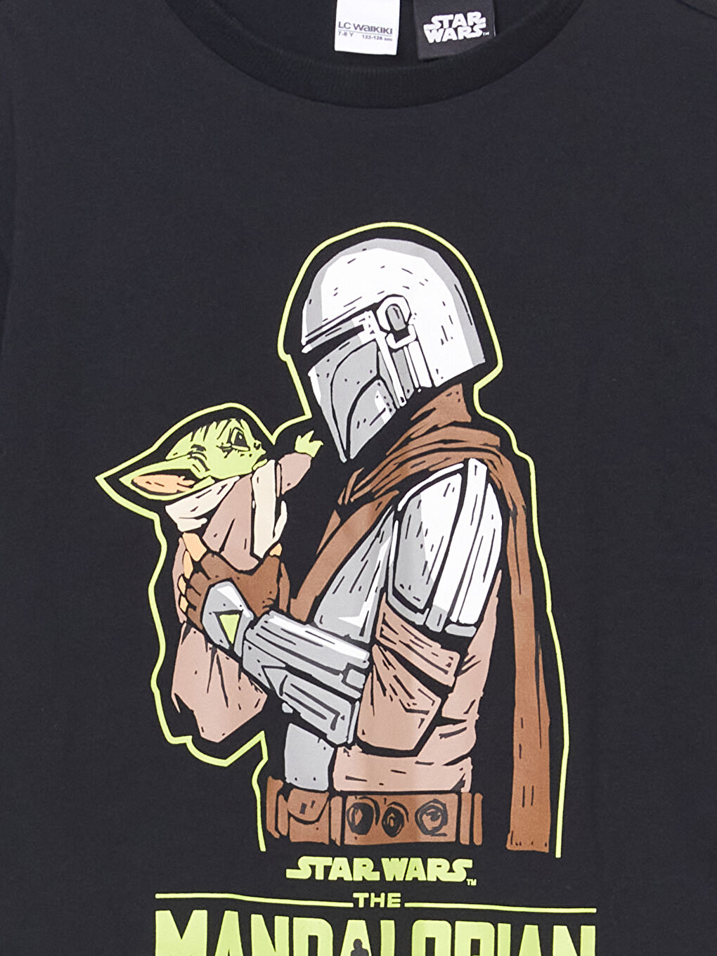 Siyah Bisiklet Yaka Star Wars Baskılı Erkek Çocuk Tişört-1