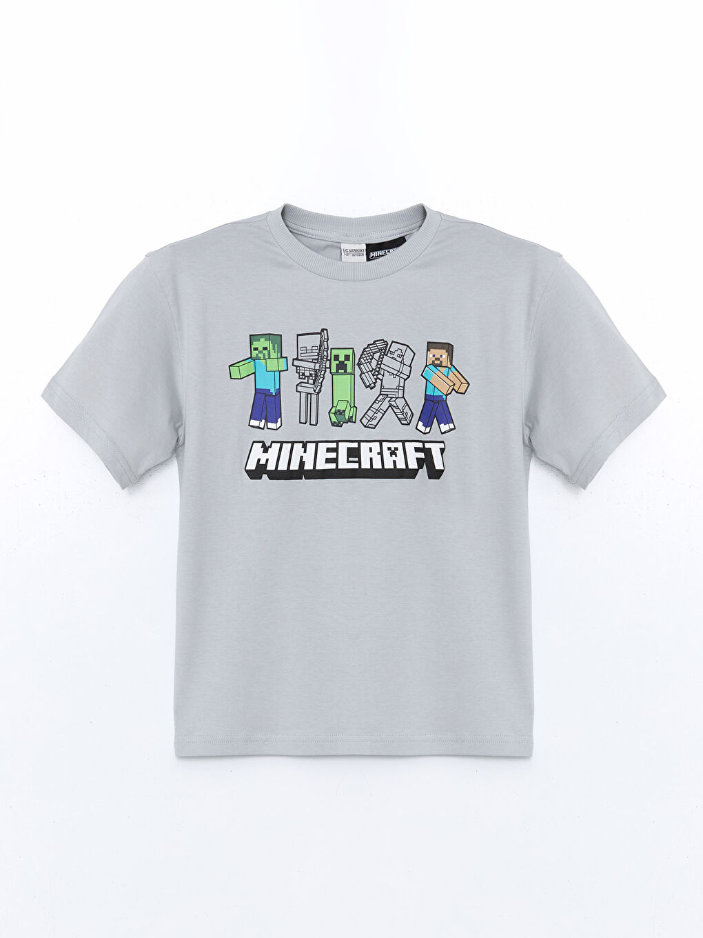 LCW Kids Gri Bisiklet Yaka Minecraft Baskılı Erkek Çocuk Tişört - 3